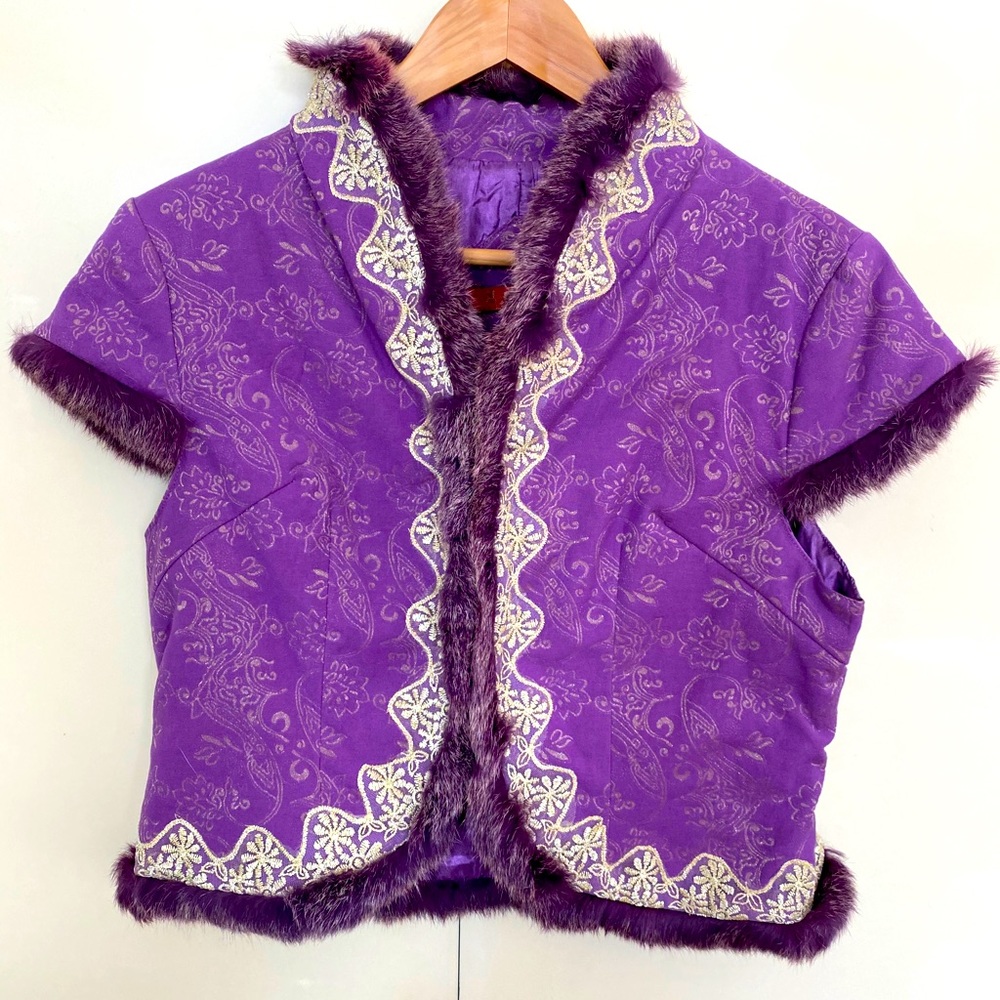 Vintage Asian hand embroidery short sleeve vest - Picture 1 of 5